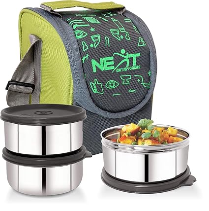 Buy Next Stainless Steel Lunch Box Tiffin Set Of 3 With Bag For