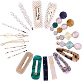 Acptall 20Pcs Pearl Hair Clips Barrettes Geometric Acrylic Resin Fashion view 2