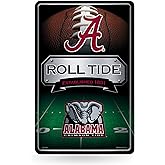 Rico Industries NCAA Alabama Crimson Tide Large Metal Sign 11" x 17" Large Metal Home Décor Sign,Silver