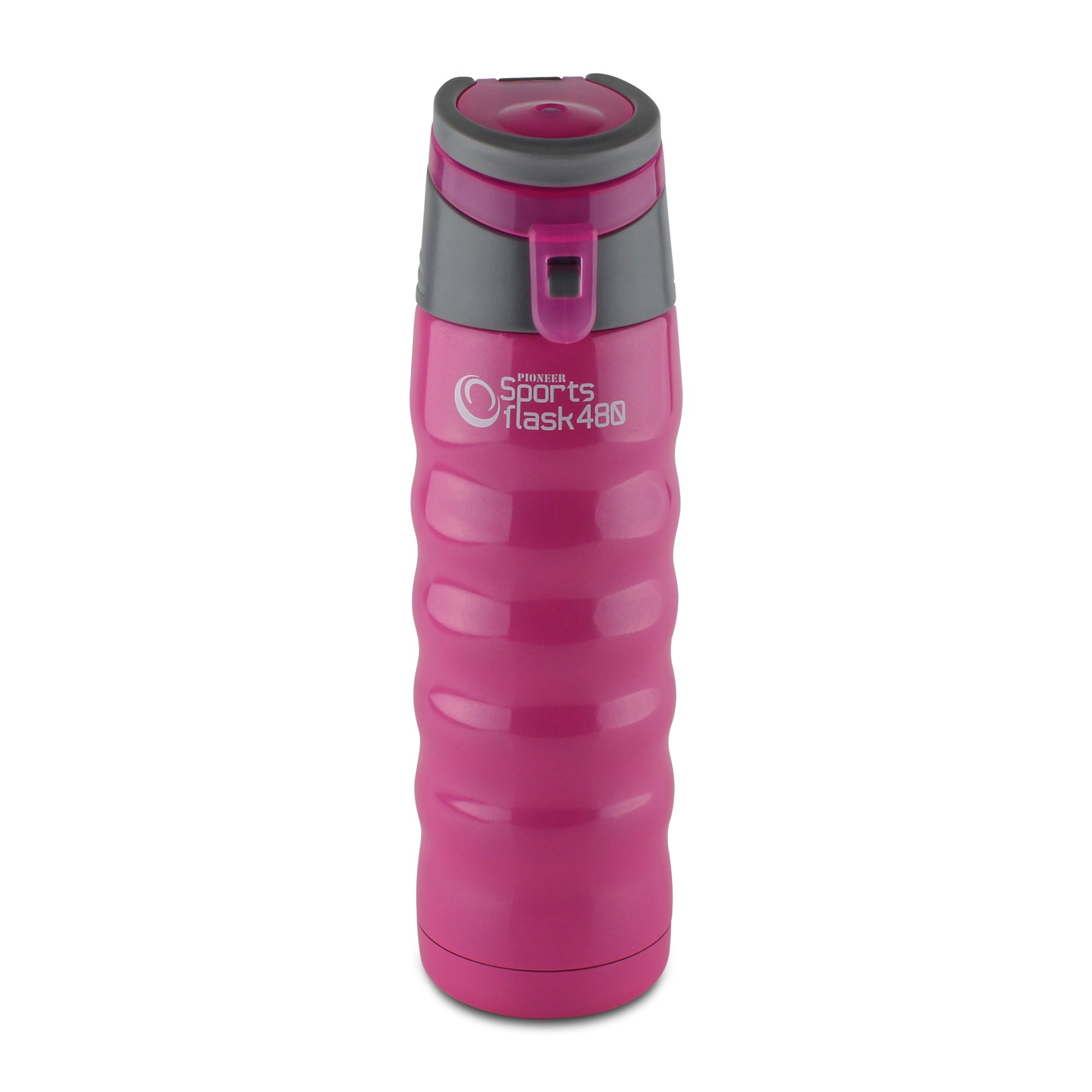 Pioneer Stainless Steel Sports Flask, Double Wall Vacuum Insulated Drinks Bottle, 480ml, Pink — image 1