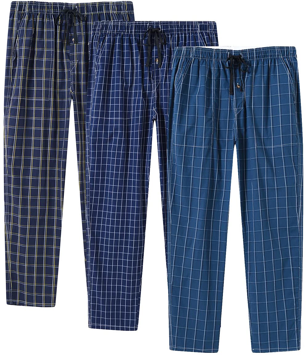 Photo 1 of ***(MISSING ONE/NOT A COMPLETE SET)*** MoFiz Men's PJ Bottoms Cotton Sleep Lounge Pants Classic Plaid Pants Nightwear Lightweight 3-Pack Size M