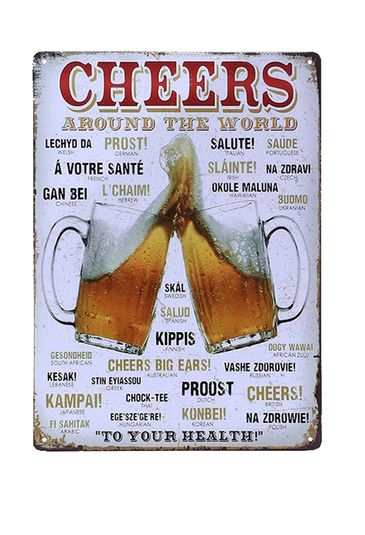 Nafico Decorative Signs Metal Iron Tin Sign Vintage Retro Cheers Beer Wall Decoration Art Bar Home Decor 8"x12"