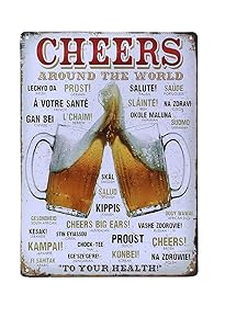 Nafico Decorative Signs Metal Iron Tin Sign Vintage Retro Cheers Beer Wall Decoration Art Bar Home Decor 8"x12"