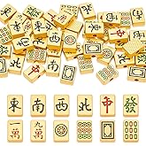 NBEADS 48Pcs 12 Styles Golden Mahjong Beads Bulk, Alloy Enamel Charm Beads with 1.4mm Hole for Necklace Making Handmade Cultural Jewelry Accessories