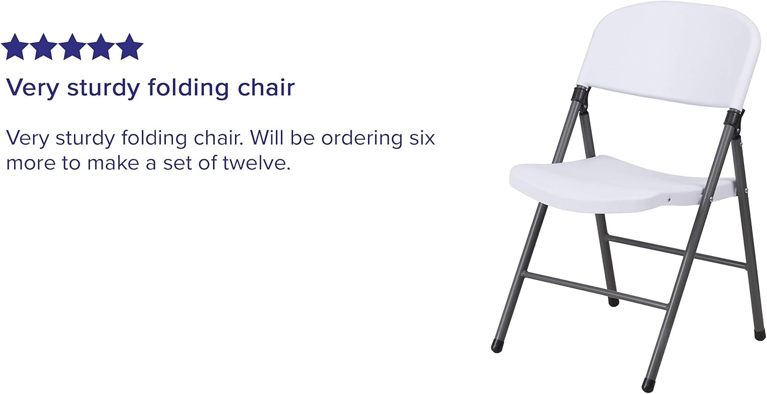 Flash Furniture 6 Pk. HERCULES Series 330 lb. Capacity Granite White Plastic Folding Chair with Charcoal Frame: Furniture & Decor