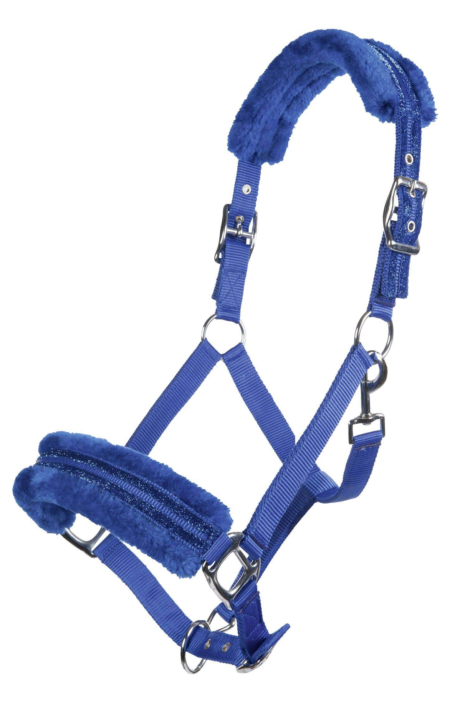 HKM Glitter Nylon Polar Fleece Lining Head Collar Corn Blue Pony