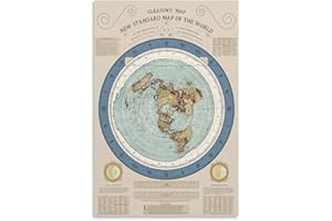 1892 Flat Earth New Standard Map of The World Alexander Gleason， Flat Earth Vintage Poster Canvas Poster Wall Art Decor Print