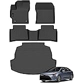 Auxko All Weather Floor Mats Cargo Mat Fit for Toyota Corolla Sedan 2025 2024 2023 2022 2021 2020 TPE Floor Liner Trunk Mat Corolla Accessories All Season Odorless Anti-Slip Black