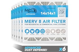 14x14x1 Air Filter (6-PACK) | MERV 8 | MOAJ Advanced Dust Defense | BASED IN USA | Quality Pleated Replacement Air Filters for AC & Furnace Applications | Actual Dimensions: 13.70” x 13.70” x 0.75”