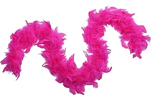 FLYDREAMFEATHERS 25 Gram, 4 Feet Long Chandelle feather boa, Kids Feather Boa, Great for Party, Wedding, Halloween Costume, Christmas Tree, Decoration (Hot Pink)