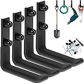 QWORK Heavy-Duty Garage Storage Hooks, 4 Pack Steel Wall Mount Ladder Hangers, Utility Hooks with 88 lbs Load Capacity, 4 Inch,Non-Slip Coating