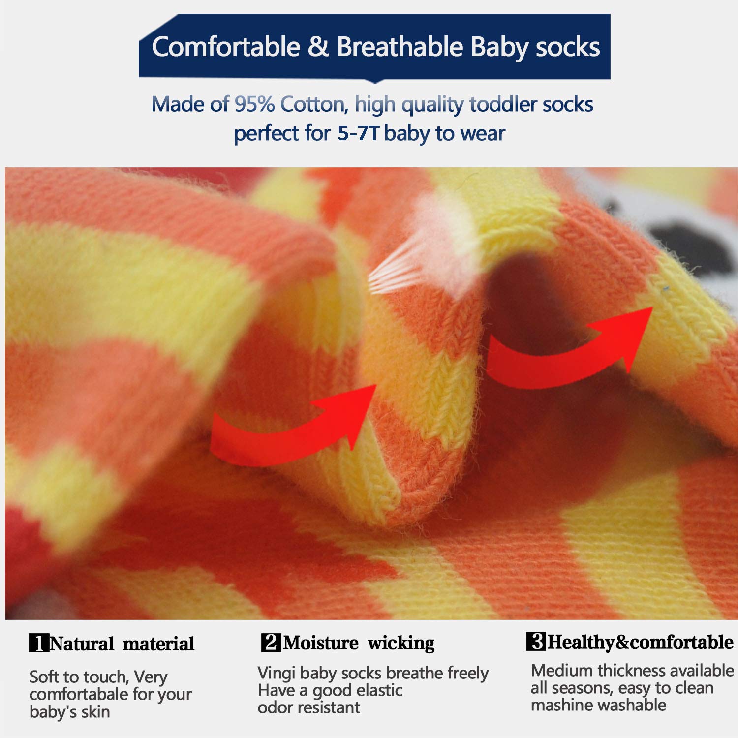 SkiBeaut Toddlers Kids Non Slip Socks Grips Sticky Slippery Crew Socks for 1-7 Years Old 12 Pairs Children Boys Girls Socks