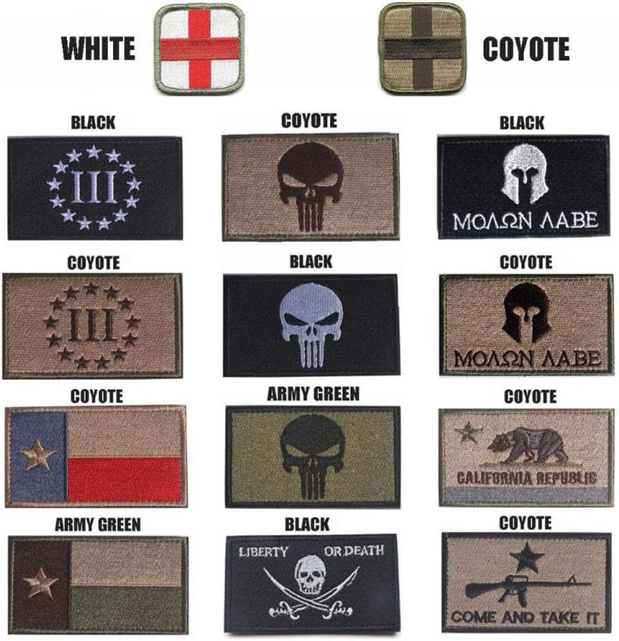 HEHEERHUO Bundled 14 pieces of tactical military morale patch set 3D embroidery patch Madik wind cloth label