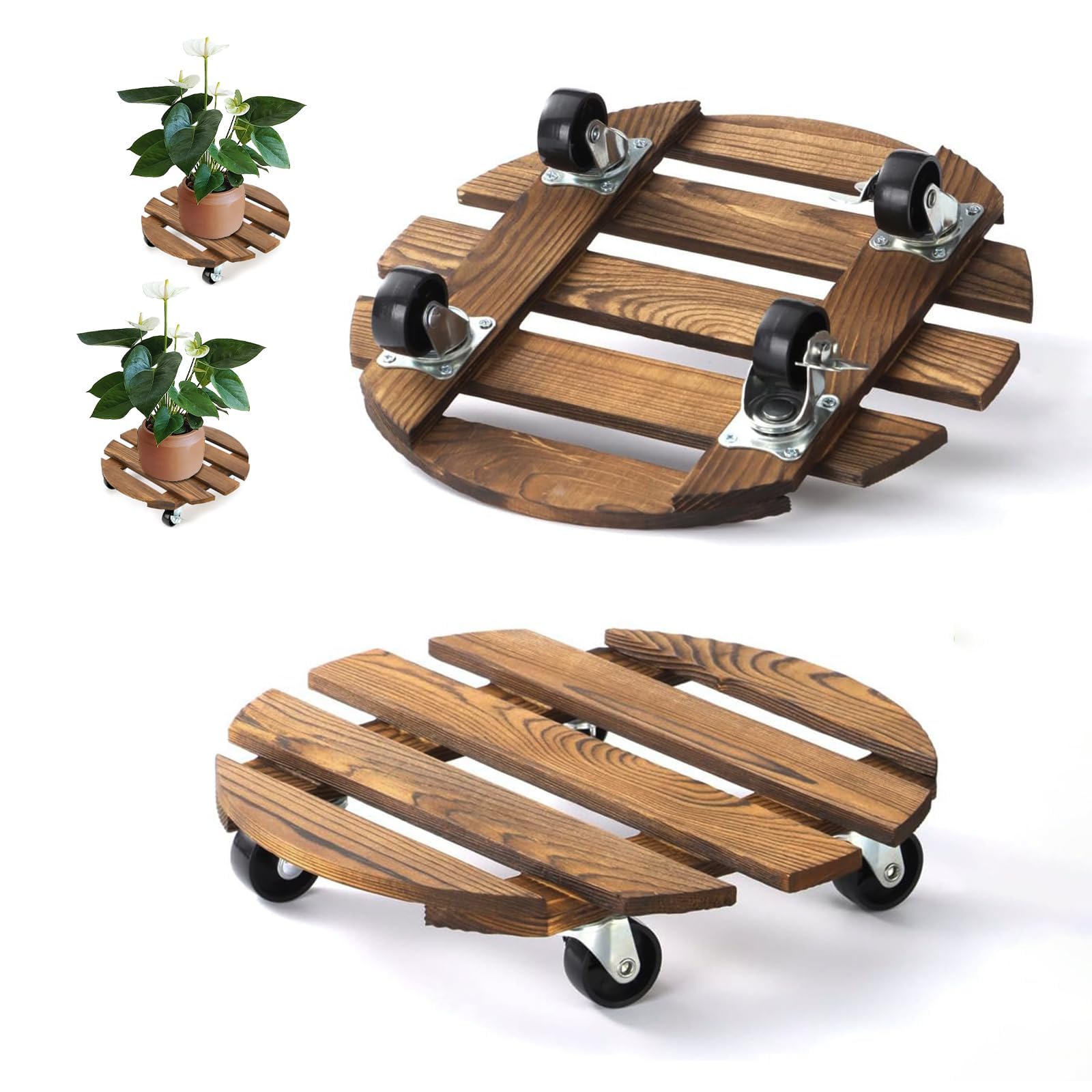 bechoanigel Plant Roller, 30 x 6.5 cm Rolling Board Plants, 80 kg Load Capacity, Flower Roller for Outdoor and Indoor Use, Flower Pot Saucer with Wheels, Plant Roller Round 360° Rotation