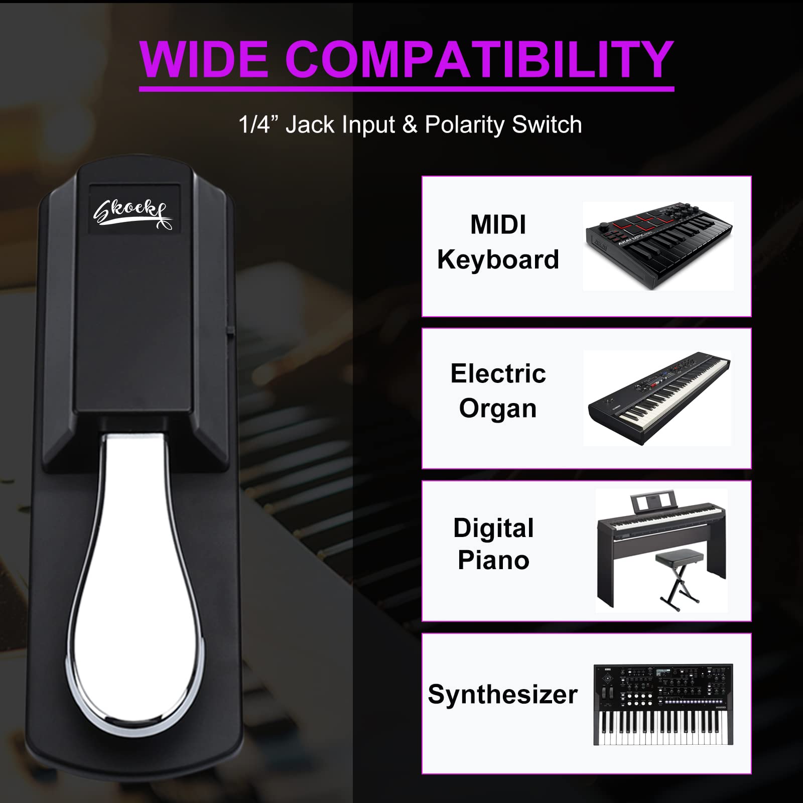 Skoekf Universal Sustain Pedal for Keyboard Digital Pianos