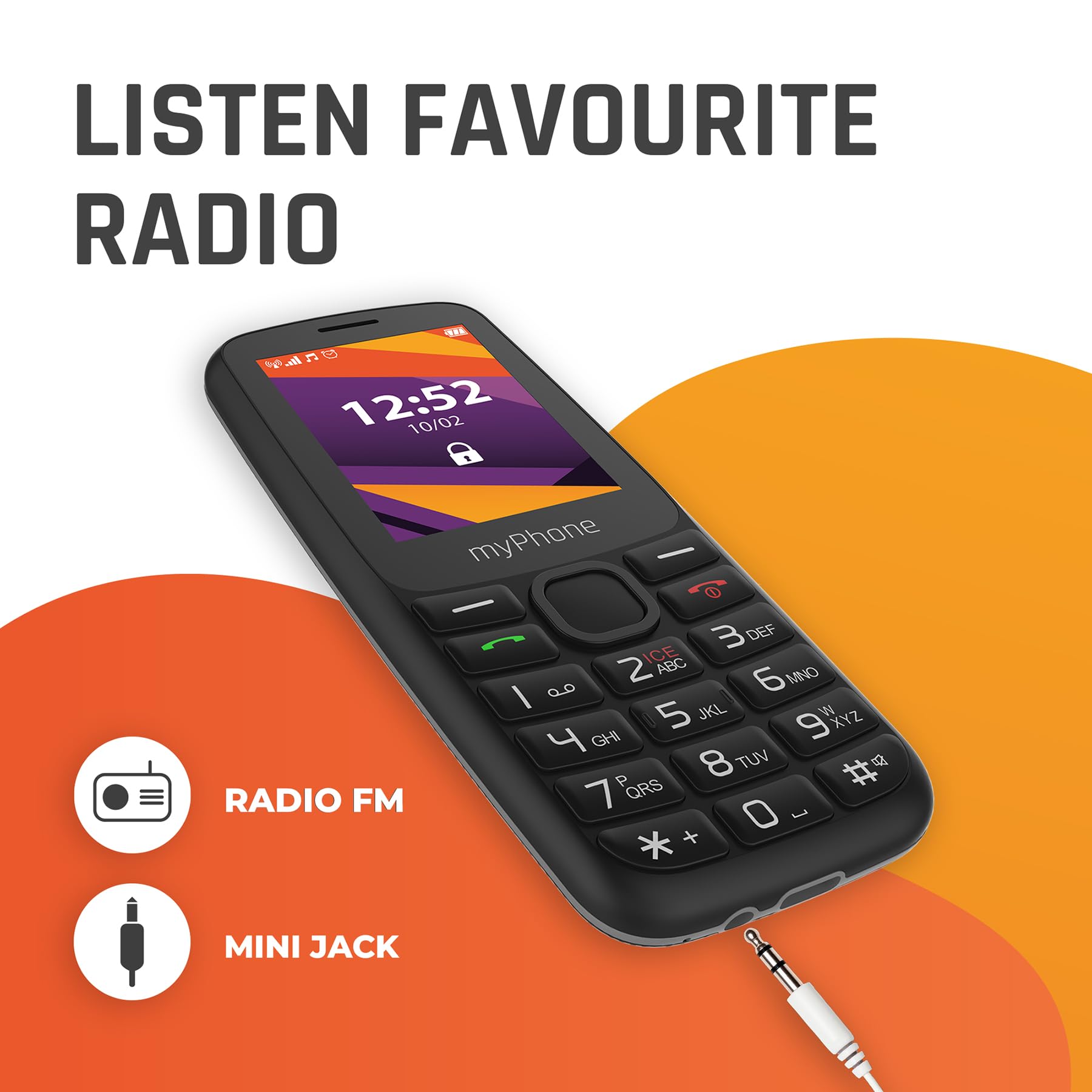 myPhone 6410 LTE 4G Simple Phone with Clear Display and Large Buttons, Large 1400mAh Battery, Bluetoth, Radio, Torch LED, Large 124MB Drive, Ice