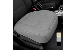 BEITK 1 Pack Leather Front Car Seat Cover Bottom Car Seat, Anti-Slip and Full Wrap Driver Car Seat Protectors, Luxury Waterproof Bottom Auto Seat Cushion Pad Mat for Most Vehicles(Gray)