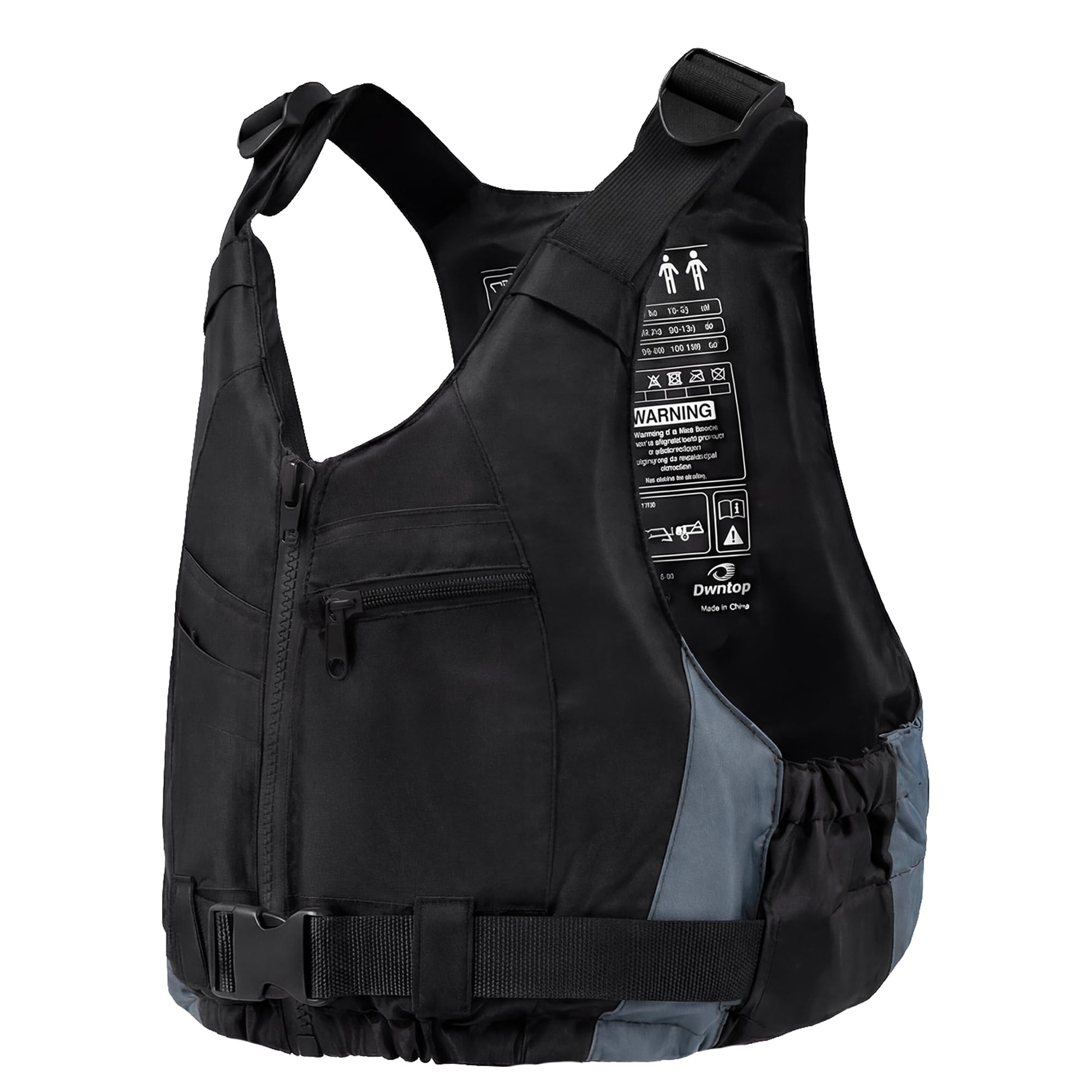 Owntop Buoyancy Aids Adults, Adjustable Buoyancy Jacket Unisex, Swim Vest with Pockets and Crotch Strap for Paddleboarding Kayaking Fishing Watersports - Black XS/S