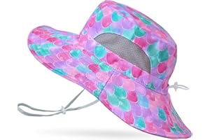ICOSY Kids Sun Hat for Girls Mesh Bucket Hat Toddler UV Protection Beach Hat Kids Foldable Fishing Hat for Girls 2-8 Years