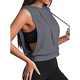 Remidoo Sleeveless Hoodies for Women Hooded Tank Workout Crop Top Open Side Athletic Gym Tops