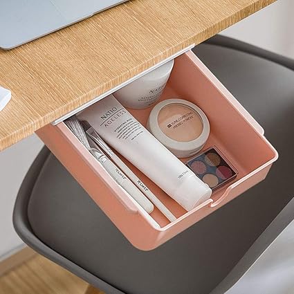 Amazon デスク下 収納ボックス 引き出し式 ミニ 小物入れ 収納整理 机下収納 トレイ 文房具 収納ホルダー 強力粘着 工具不要 簡単設置 隠し引き出し ピンク 引き出し仕切り トレー 文房具 オフィス用品