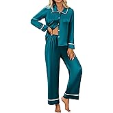 Blooming Jelly Womens Silk Pajama Sets Satin Long Sleeve Lounge SetsFall Matching 2 Piece PJ
