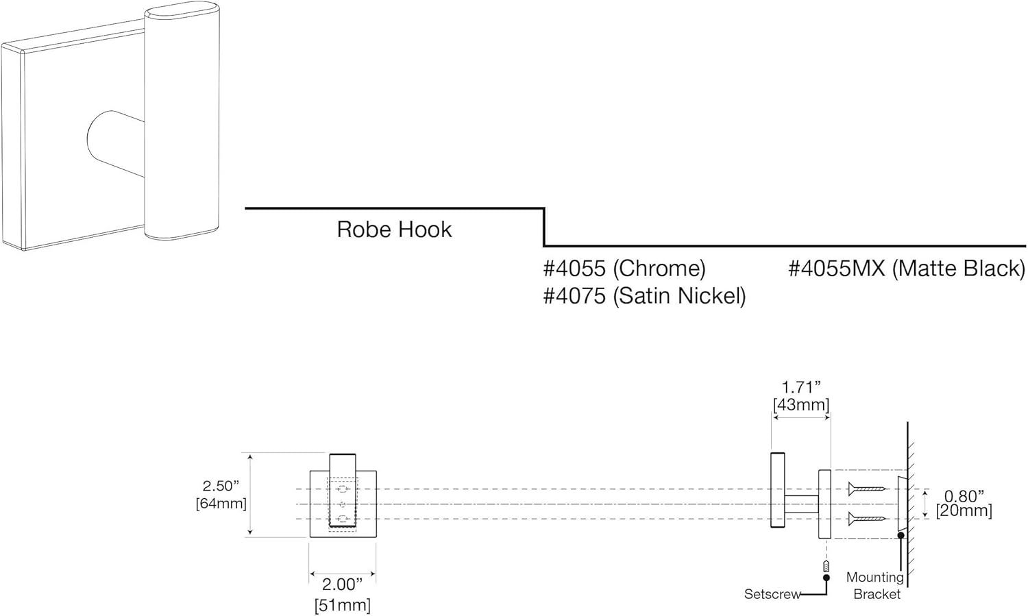 Gatco 4075 Elevate Robe Hook, Satin Nickel - Bath Towel Hooks - 