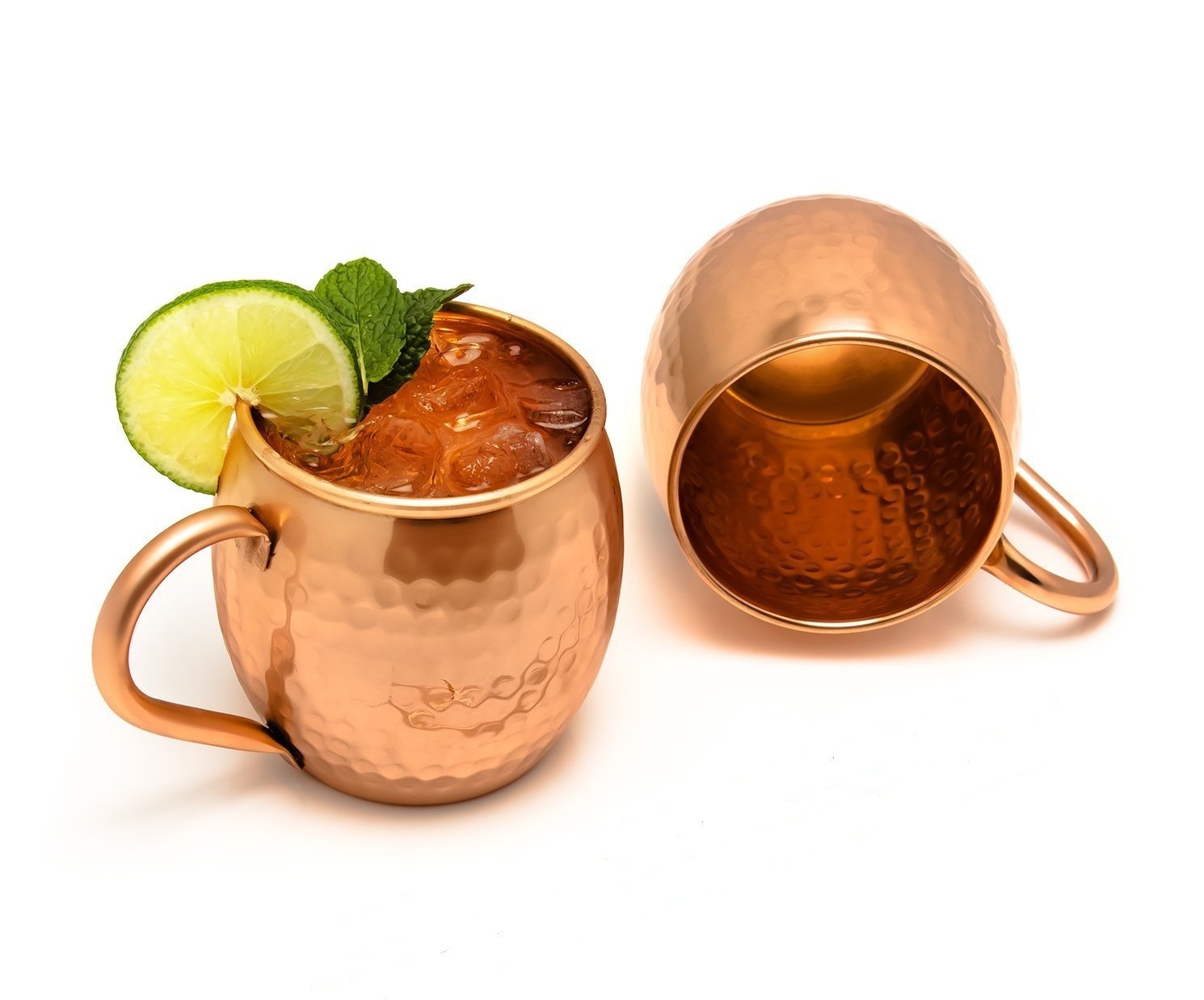 Zap Impex® Pure Copper Moscow Mule Barrel Cup, no Coating, Hammered Copper, Ideal for All Chilled Beverage Dazzling to Entertain and bar or Home, Large bar Gift Set of 2