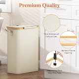 Lifewit 50L Slim Laundry Basket with Lid Narrow Foldable Bag Handles White view 7