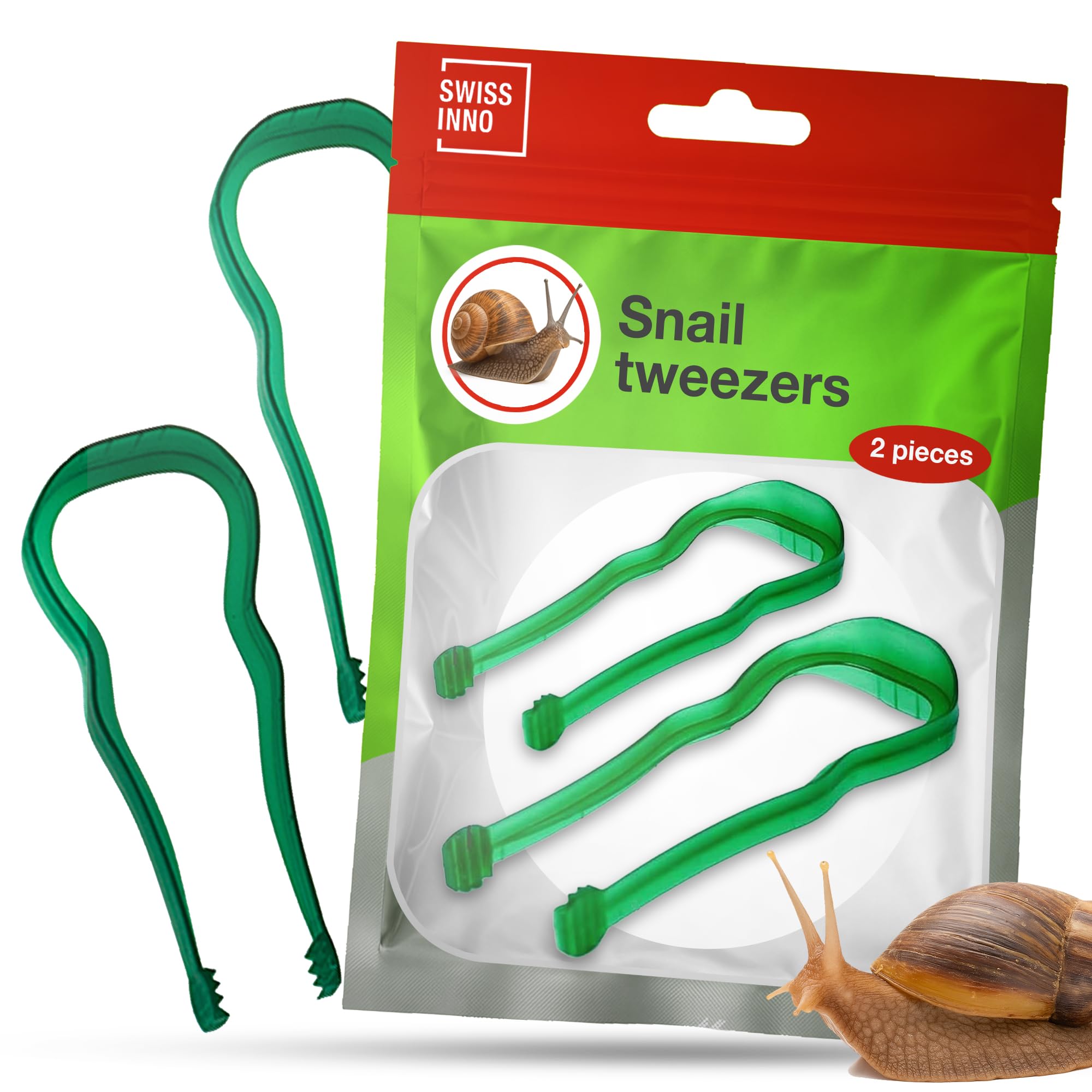 SWISSINNO Slug Tongs for easy and animal-kind collection - Snail removal Picker - Slug Tweezer Tool - Set of 2