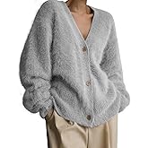 Bnigung Fuzzy Cardigan Sweaters for Women V Neck Button Down Fluffy Knit Sweater Long Sleeve Cardigan Sweater Coat 2025