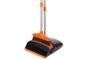 PrimeEdge - Ergonomic Broom Set with Dustpan – Lightweight and Durable – Ideal for Indoor and Outdoor Use - Adjustable Handle