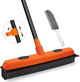 JEHONN Rubber Broom with Squeegee Pet Hair Remover 134 cm Telescopic
