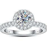 CADYNO D Color and VVS Clarity Lab Grown Diamond Engagement Ring for Women, 14K Solid White Gold, 1.588 Carats (0.9cttw Center Diamond and 0.688cttw Side Diamonds)