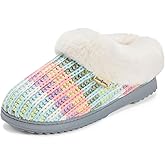 Dearfoams Women's Memory Foam Cozy Soft House Slippers Gifts for Women Hannah Knit Clog House Shoes