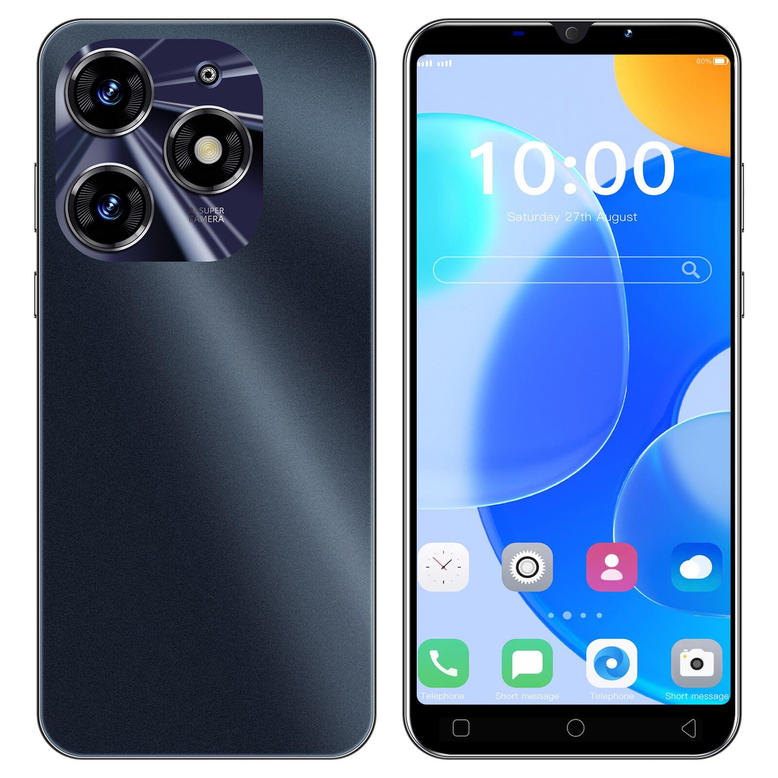 TalkCeLL Mobile Phones, 5.0 Inch, Android 9.0, Dual SIM Dual Camera 3G Smartphones, Quad Core, 16GB ROM【Expandable up to 128GB】, Support GPS/WiFi/Bluetooth/FM, Face Unlocked Phones (5.0"-Black)