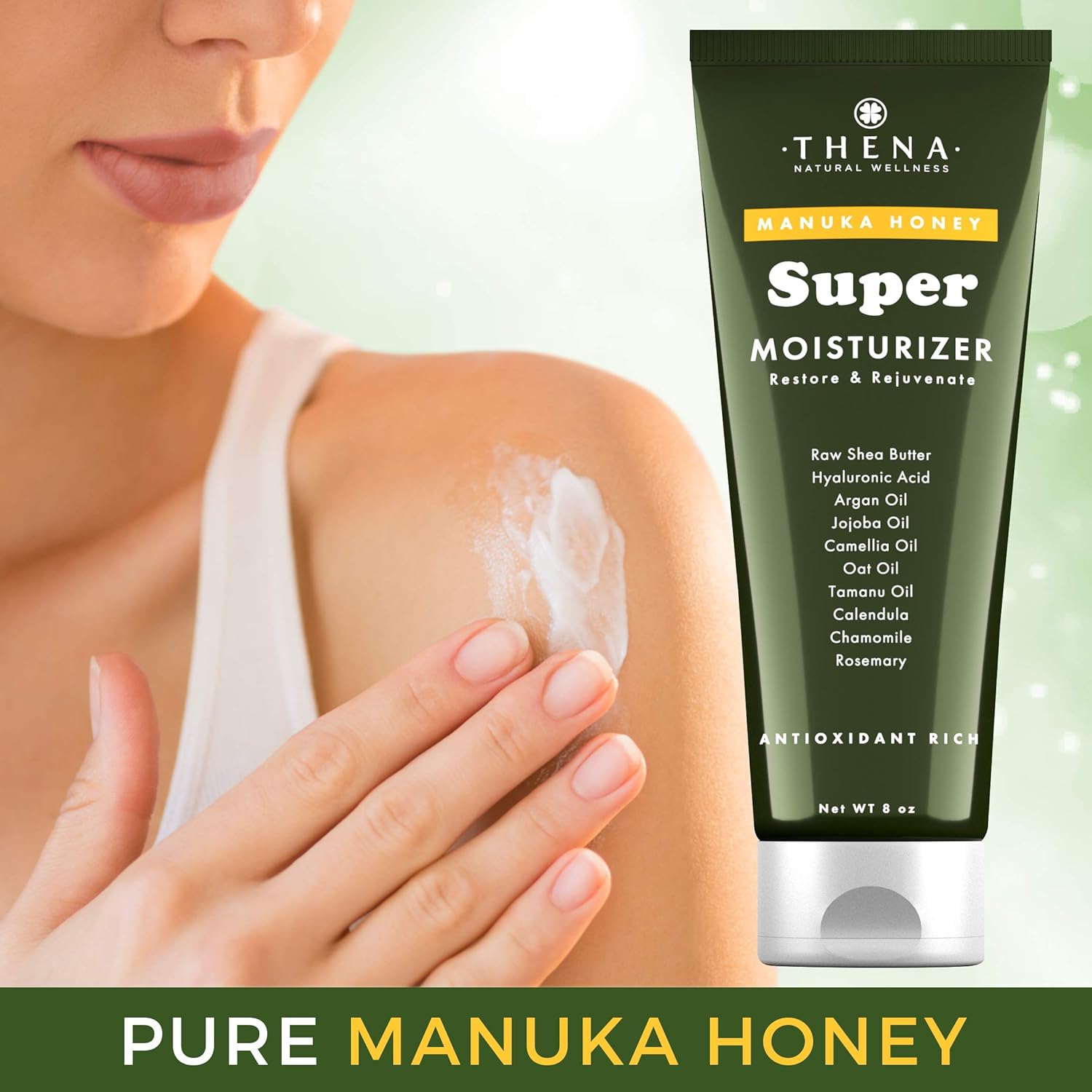 Manuka Honey Cream Organic & Natural Intense Moisturizing Skin Repair Lotion Moisturizer For Body & Hands With Hyaluronic Acid Shea, Paraben Free Best Organic Natural Skin Care Products Women Men : Beauty