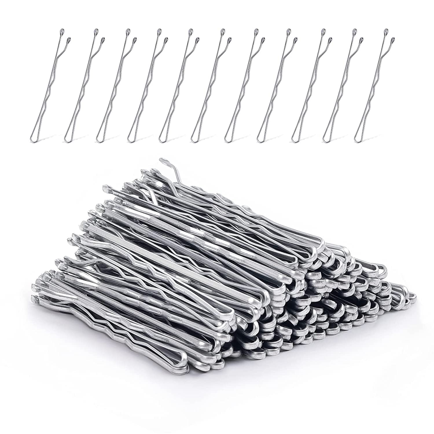 Bobby Pins, MORGLES 120pcs Silver Hair Grips Kirby Grips for Women Fine Hair with Box, 5 cm/2 Inch