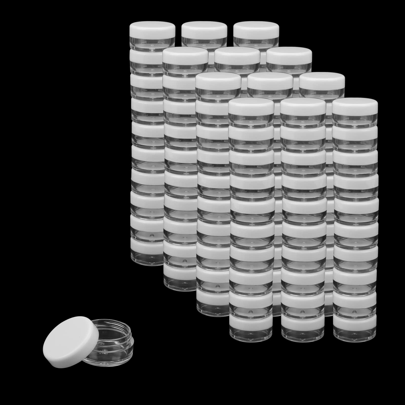 MANCHAP 120 PCS 5ml Cosmetic Sample Pots, 5g Mini Plastic Cosmetic Travel Jars with White Lids for Makeup