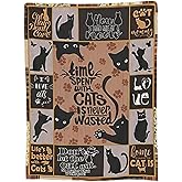 Black Cat Blanket Cute Cat Animal Decor Throw Blanket Cat Gifts for Girls Boys Super Warm Soft Plush Lightweight Fleece Flannel Blanket Winter Couch Sofa Bedding Blanket for Adults Women 50"X40"