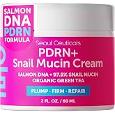 SeoulCeuticals Korean PDRN Salmon DNA Snail Mucin Face Cream Moisturizer | Plumps, Firms, Lifts &amp; Repairs Skin Barrier with Cica &amp; Green Tea. Rejuvenating Korean Skin Care, 86% Natural, 10% Organic