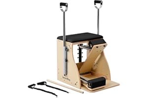 LeisureKing Pilates Combo Chair for Home Workouts, Wunda Chair with 5-Level Handles, Split Pedals, Resistance Bands, for Studio, Gym, Pilates Workout, Rehabilitation Exercises, Easy Assembly