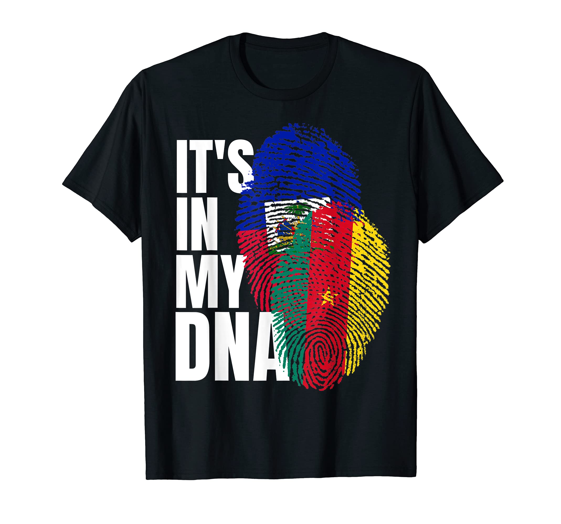 Haitian And Cameroon Mix DNA Heritage Flag T-Shirt