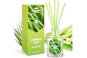 LA BELLEFÉE Citronella Reed Diffusers for Home, Citronella Scented Reed Diffuser 6.7 Fl Oz, Reed Diffuser Set with Citronella Essential Oil Bedroom Bathroom Home Décor，for Patio Camping Outdoor/Indoor Use