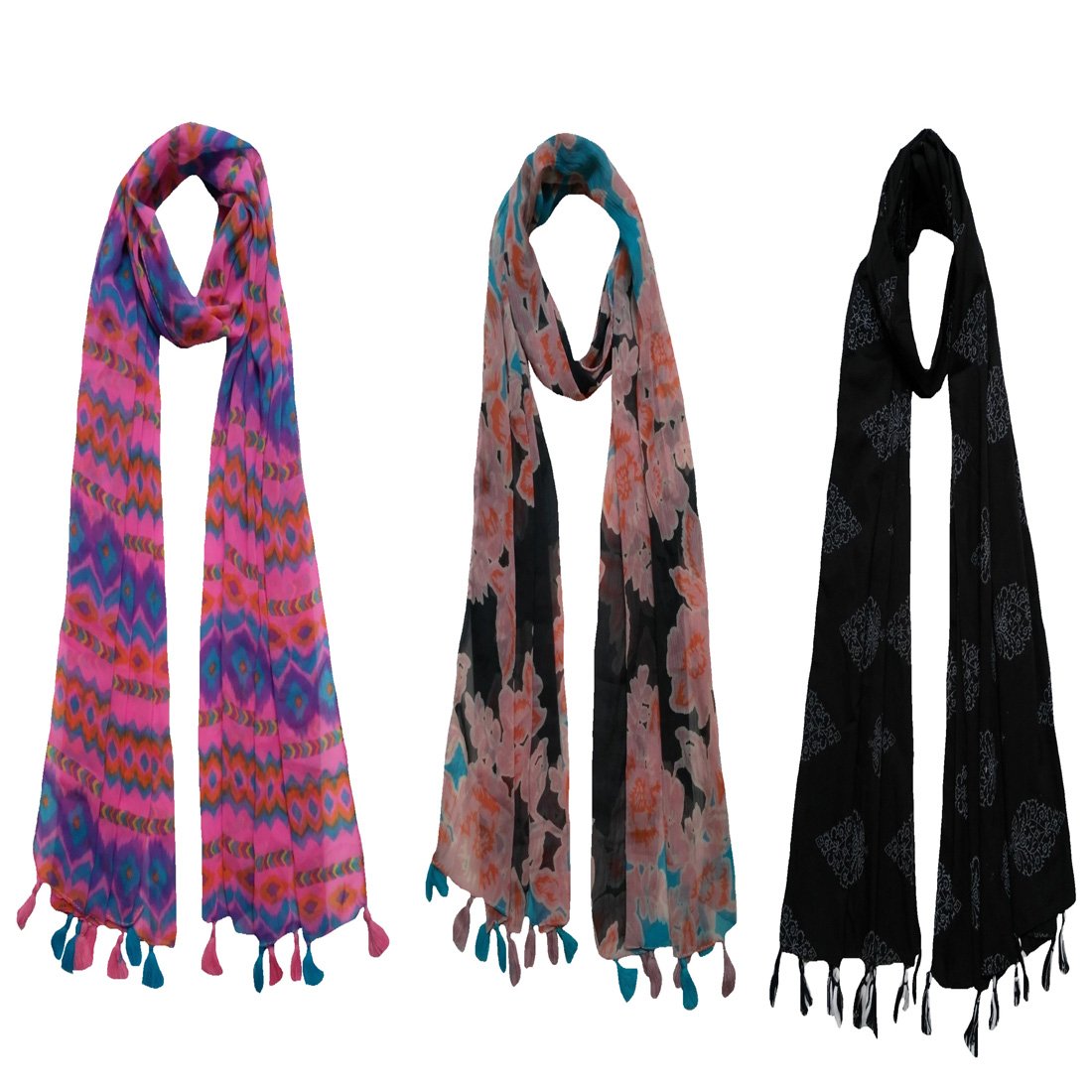 fusfus women's cotton stoles (f0148, multicolour, free size)