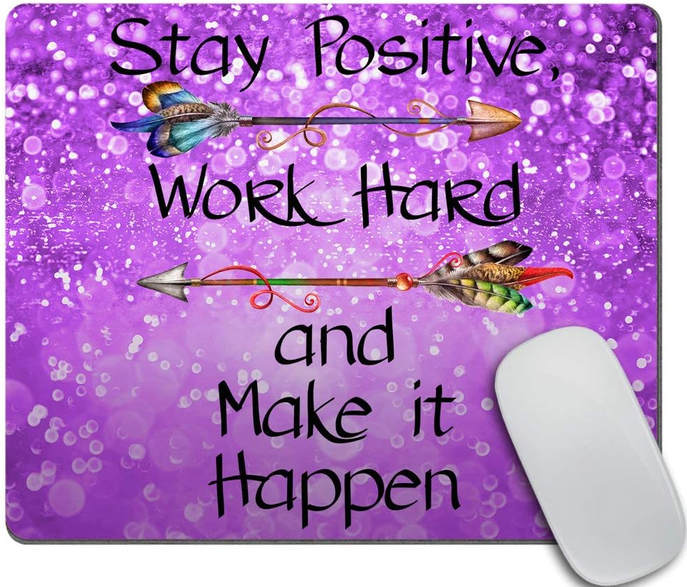 Amcove Mouse Pad Motivational Mousepad New Job Gift Office Decor Inspirational Quote Mouse Pad Lady Gift for Coworker Cubicle Decor Office Supplies Cute Fun-Stay Positive Work Hard and Make It Happen