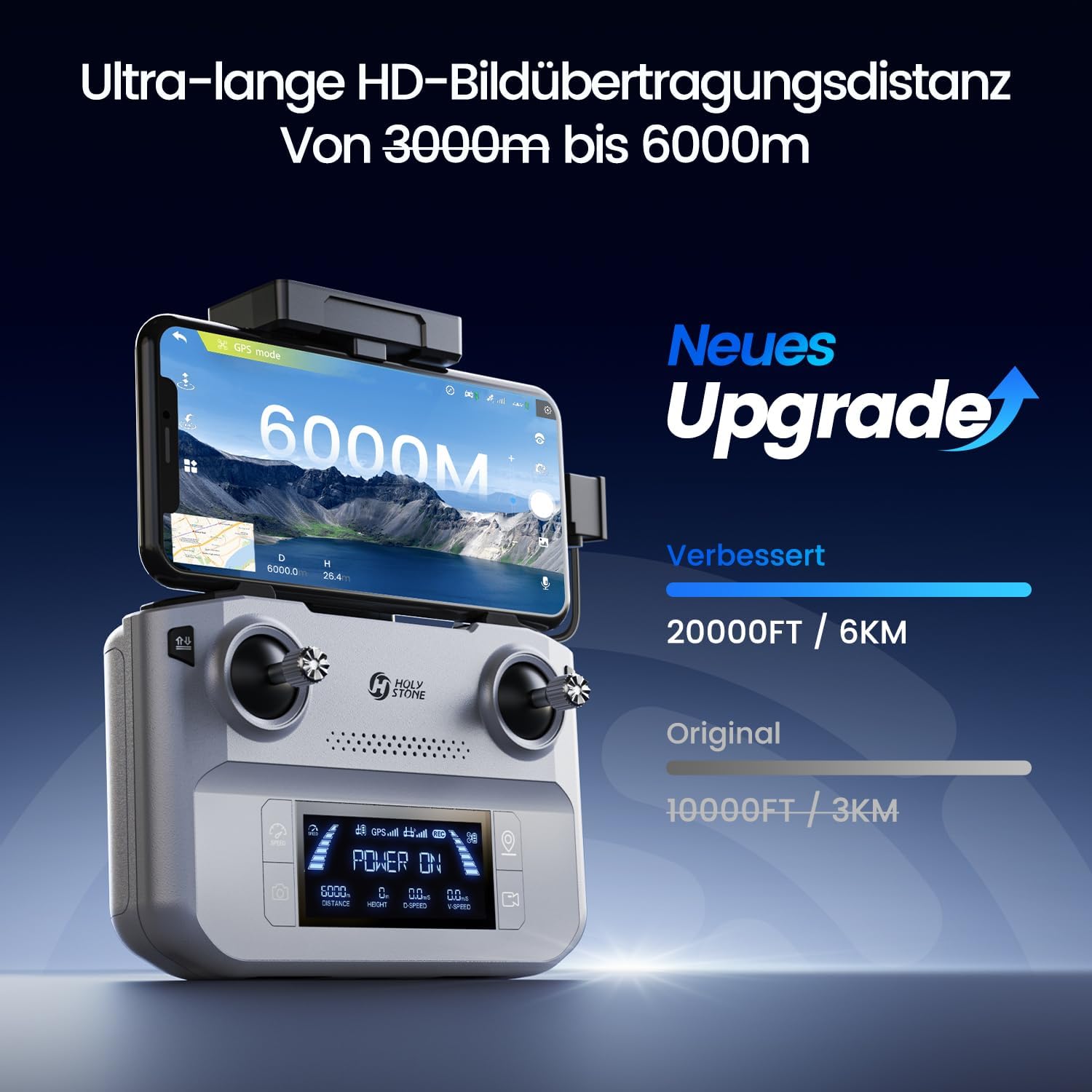 Holy Stone HS360E GPS Drohne mit Kamera 4K EIS für Erwachsene, 6KM FPV Bildübertragung, 30 Min. Lange Flugzeit, GPS Folgen, Auto Rückkehr, unter 249g profi Kameradrohne Anfänger,C0 3