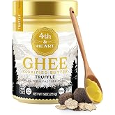 4th &amp; Heart Truffle Grass Fed Ghee, Clarified Butter, 9 oz. | 100% Butterfat, Pasture-Raised, Supports Gut Health, Lactose &amp; Casein Free, High Smoke Point, Keto &amp; Paleo, Shelf-Stable.