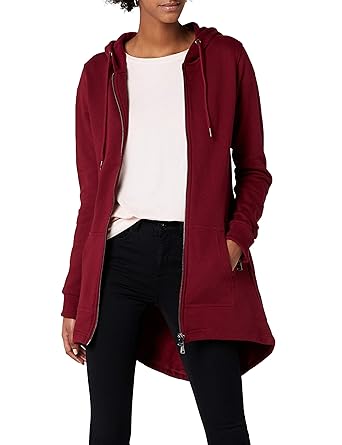 Urban Classics Damen Sweatjacke Ladies Sweat Parka, lange Kapuzenjacke im Stil eines Zip Hoodie