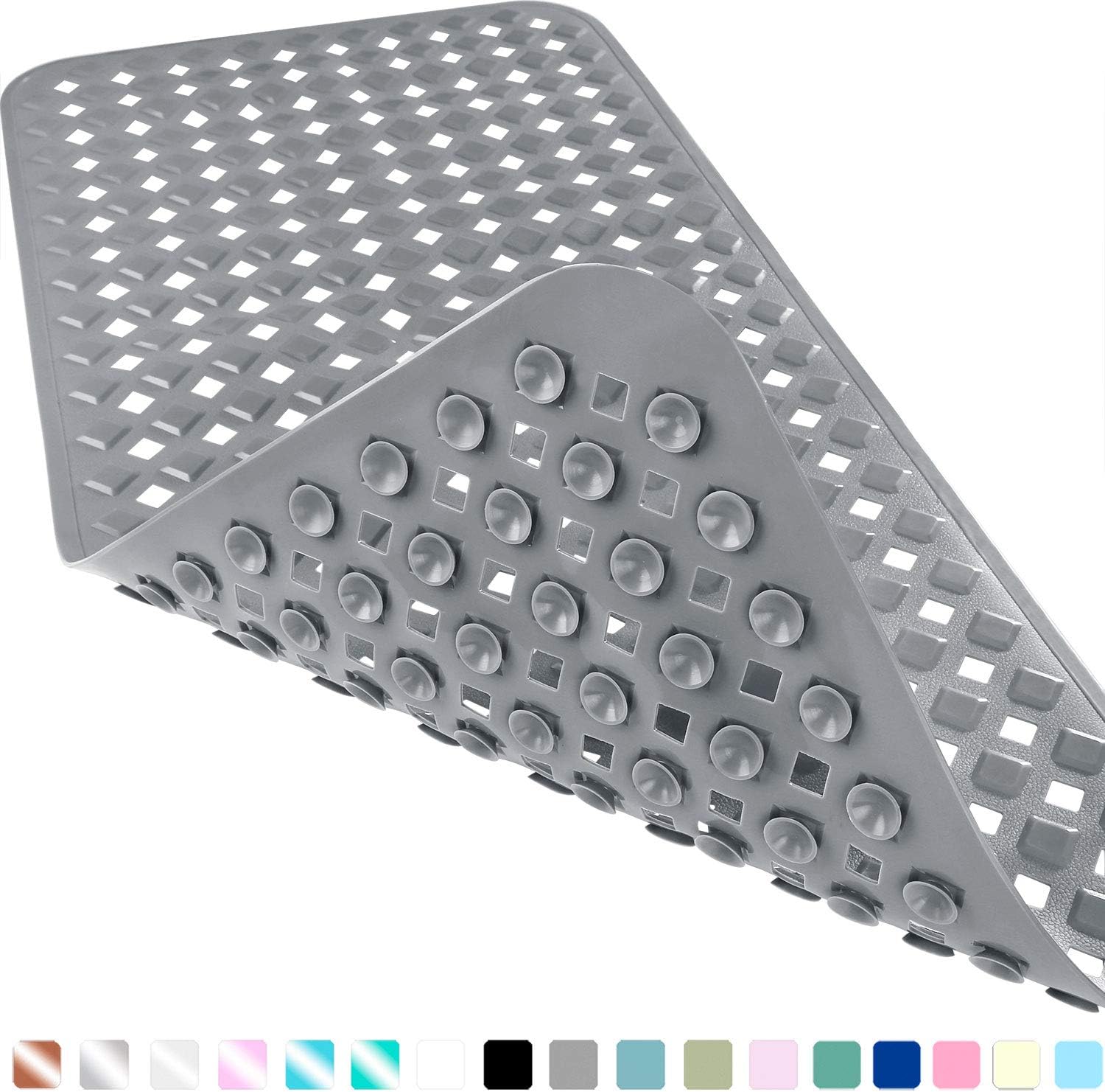Yimobra Original Bath Tub and Shower Mat Extra Long, Non-Slip with Drain Holes, Suction Cups, Phthalate Free, Machine Washable Materials Bathroom Mats (34.5 x 15.5 Inch, Clear Blue): Home & Kitchen